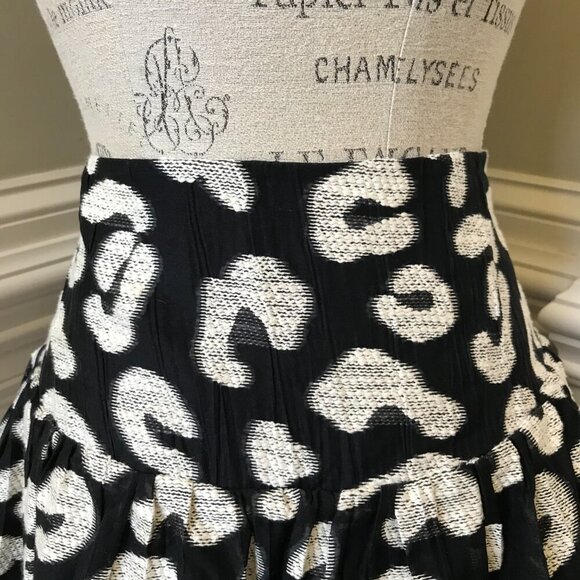 Hunter Bell London Mini Skirt Womens 8 Black Silver Cheetah High Rise A-Line - Picture 8 of 13